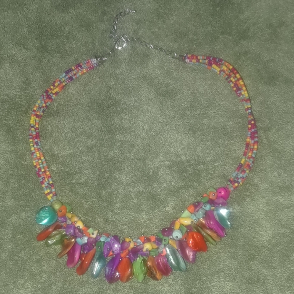 Bohemian style colourful beaded necklace